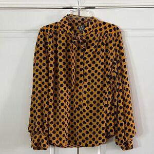 Worthington Black and Gold Polka Dot Blouse